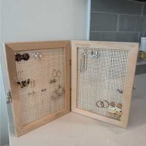 Wooden Jewelry Organizer with Mesh Panel